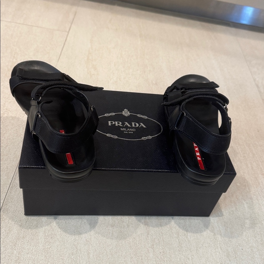 Prada Black Men's Strappy Sandals - Picture 9 of 9